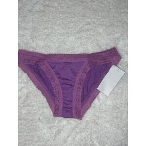 NWT Hanky Panky Cotton Bikini Panties Purple Lace Trim Size S